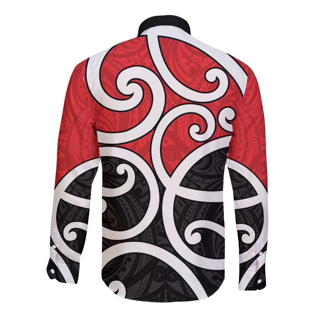 New Zealand Long Sleeve Button Shirt Maori Koru Tino Rangatiratanga Color - Aussie Hoodie