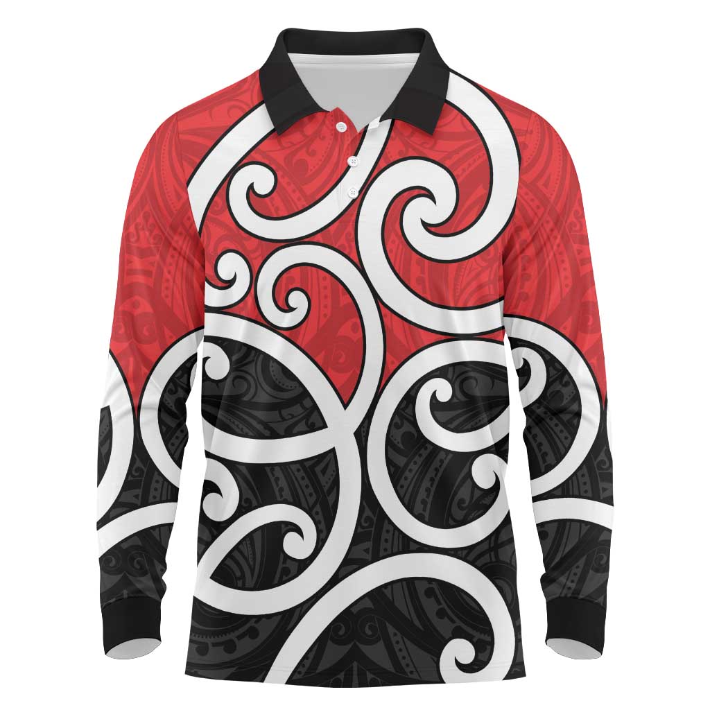 New Zealand Long Sleeve Polo Shirt Maori Koru Tino Rangatiratanga Color - Aussie Hoodie
