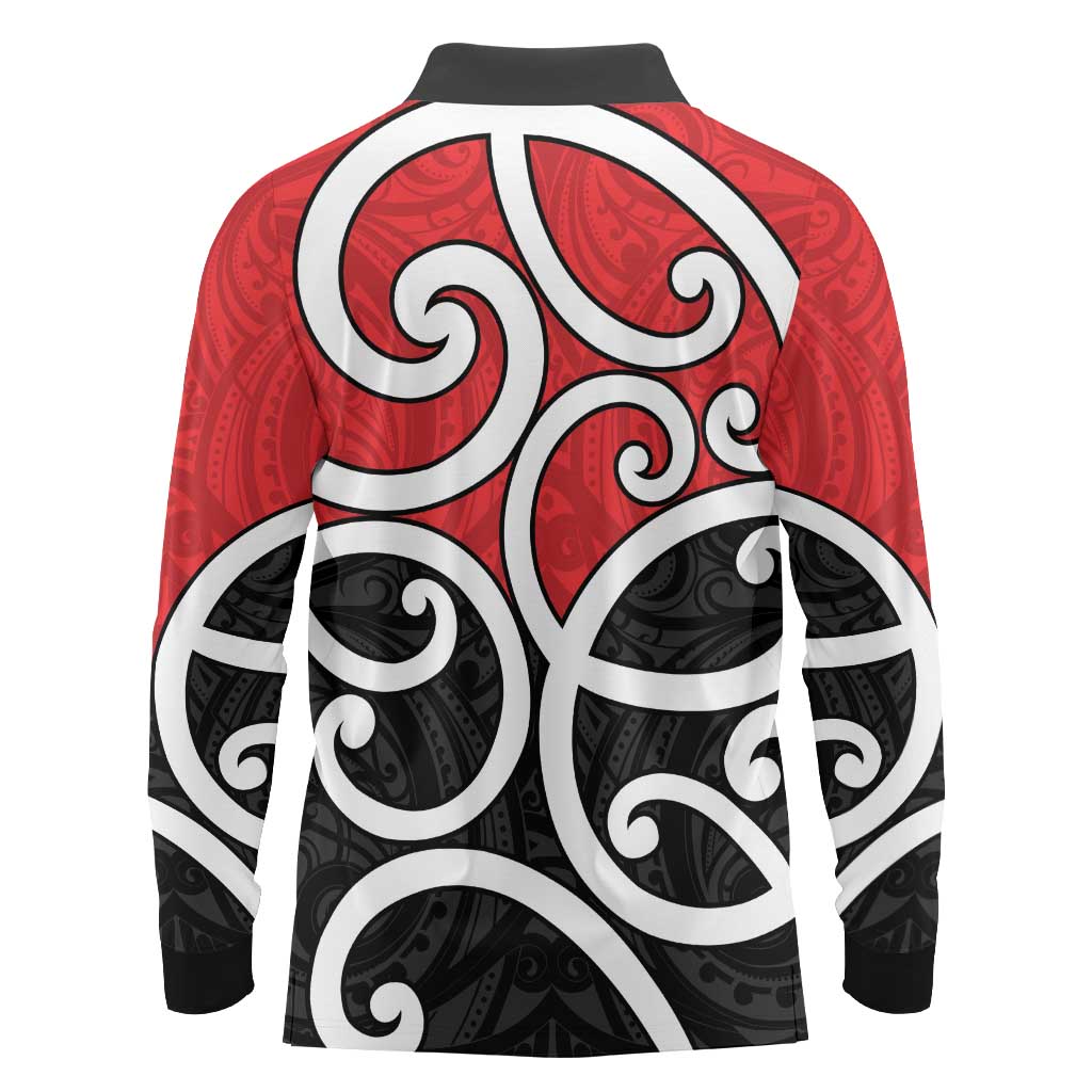 New Zealand Long Sleeve Polo Shirt Maori Koru Tino Rangatiratanga Color - Aussie Hoodie