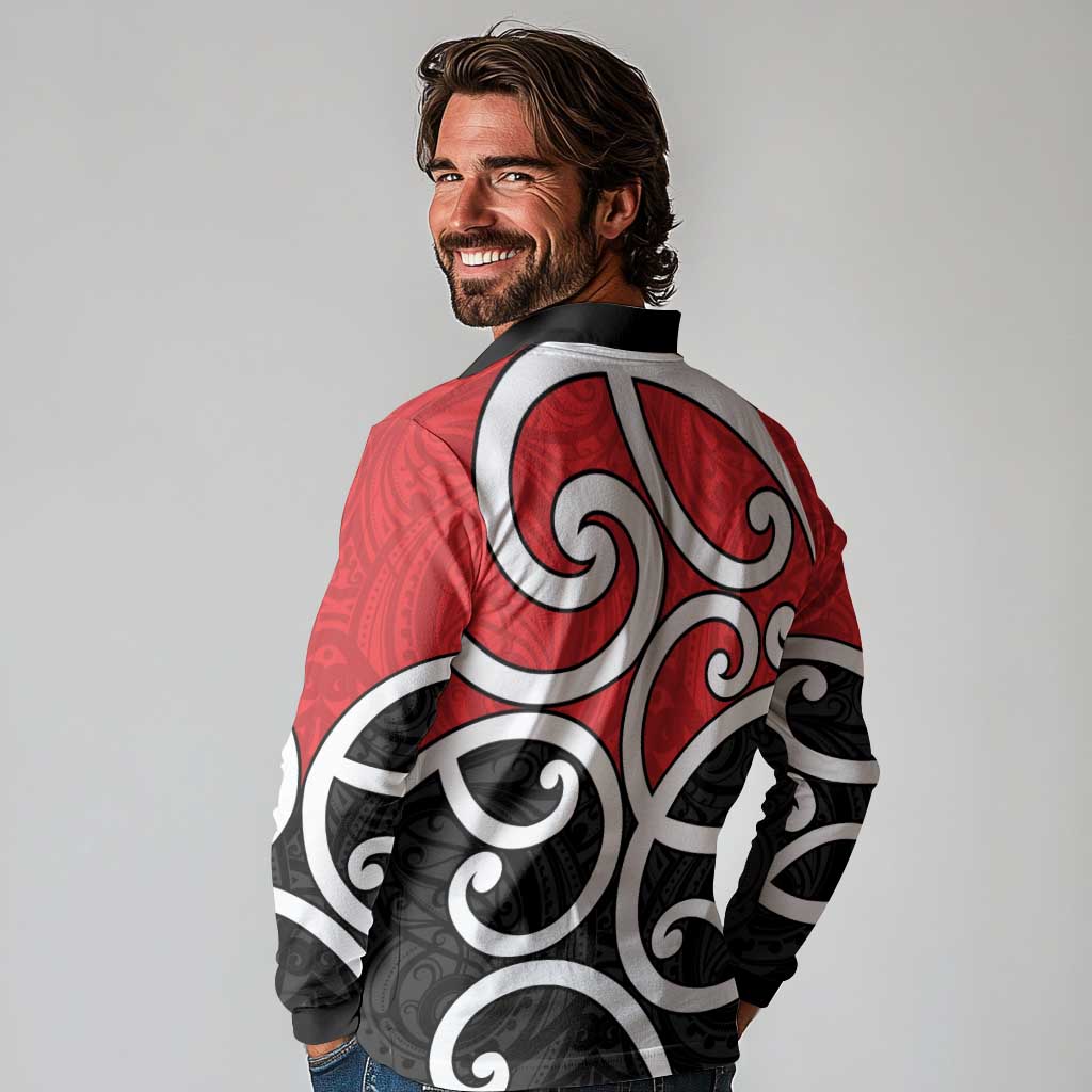 New Zealand Long Sleeve Polo Shirt Maori Koru Tino Rangatiratanga Color - Aussie Hoodie