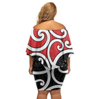 New Zealand Off Shoulder Short Dress Maori Koru Tino Rangatiratanga Color - Aussie Hoodie