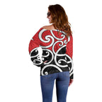 New Zealand Off Shoulder Sweater Maori Koru Tino Rangatiratanga Color - Aussie Hoodie