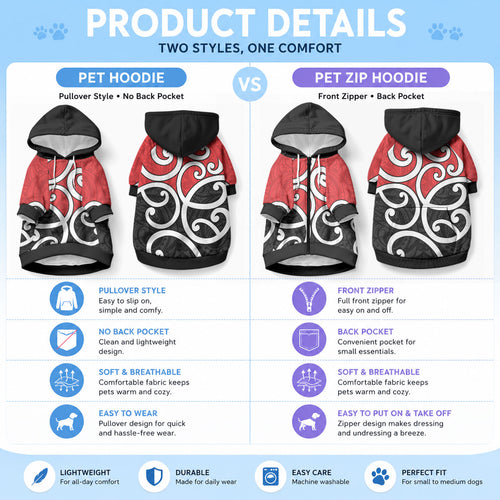 New Zealand Pet Hoodie Maori Koru Tino Rangatiratanga Color