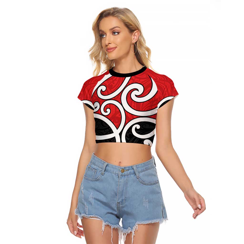 New Zealand Raglan Cropped T Shirt Maori Koru Tino Rangatiratanga Color - Aussie Hoodie