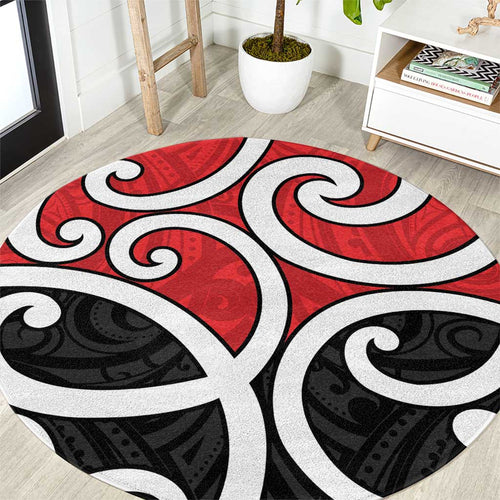 New Zealand Round Carpet Maori Koru Tino Rangatiratanga Color - Aussie Hoodie