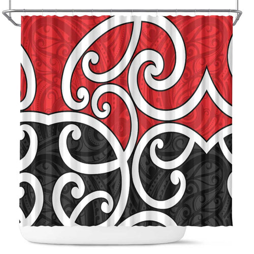 New Zealand Shower Curtain Maori Koru Tino Rangatiratanga Color - Aussie Hoodie