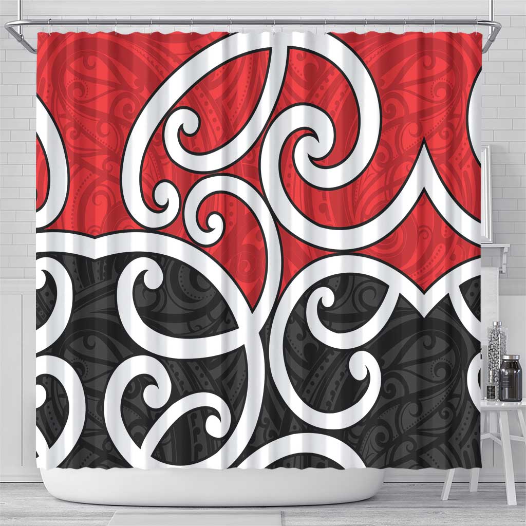 New Zealand Shower Curtain Maori Koru Tino Rangatiratanga Color - Aussie Hoodie