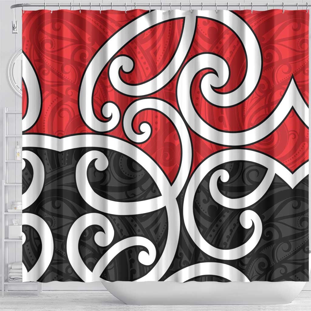 New Zealand Shower Curtain Maori Koru Tino Rangatiratanga Color - Aussie Hoodie