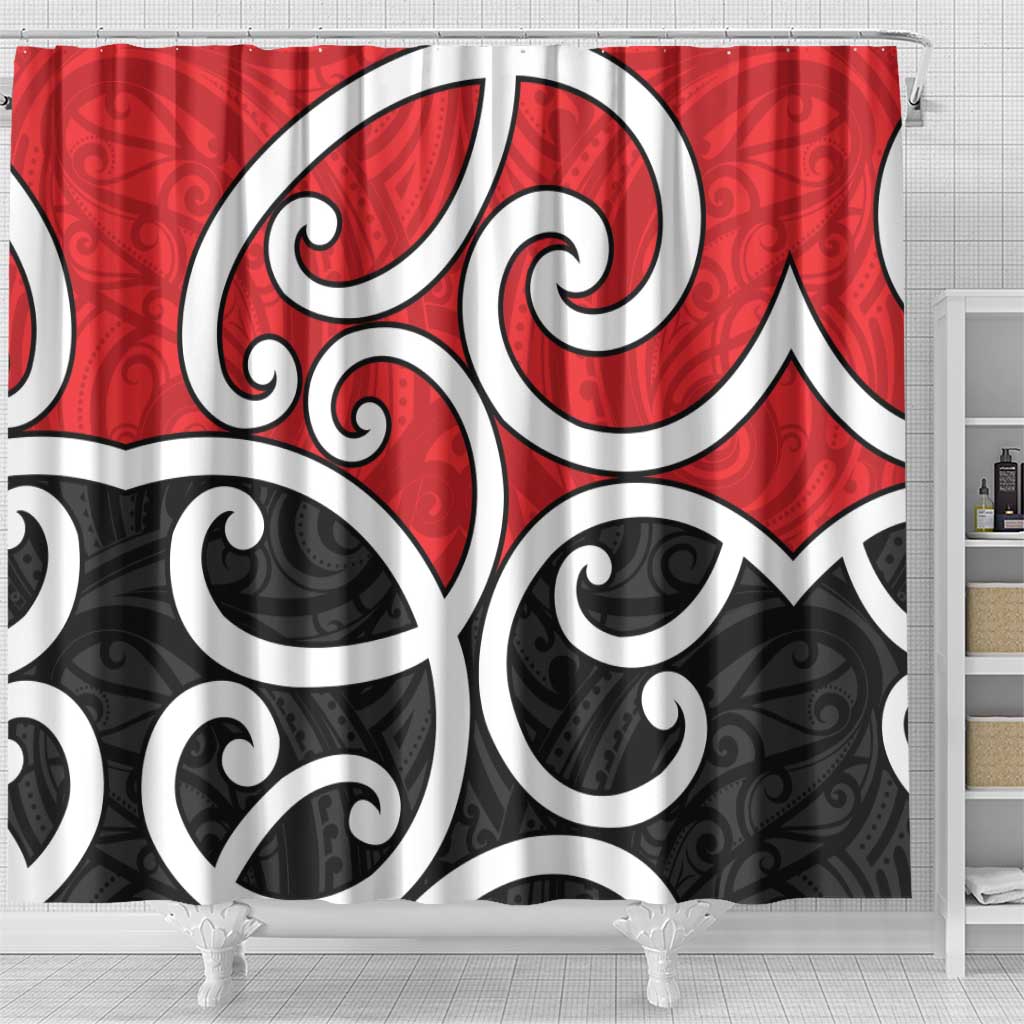 New Zealand Shower Curtain Maori Koru Tino Rangatiratanga Color - Aussie Hoodie