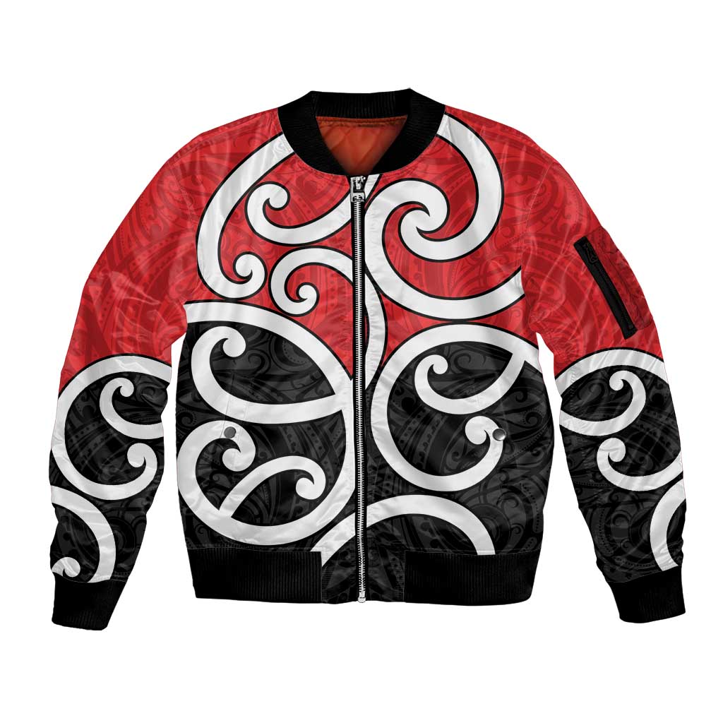New Zealand Sleeve Zip Bomber Jacket Maori Koru Tino Rangatiratanga Color - Aussie Hoodie