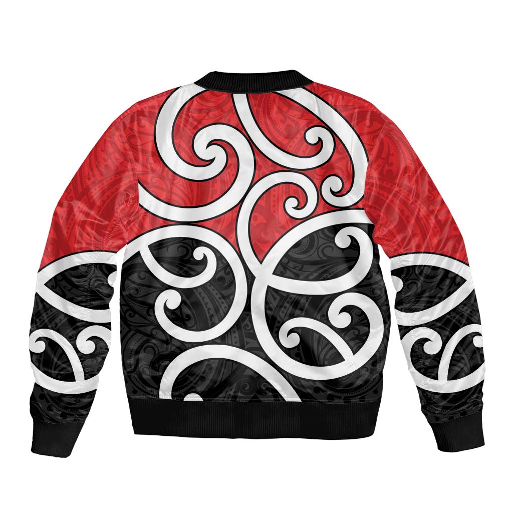 New Zealand Sleeve Zip Bomber Jacket Maori Koru Tino Rangatiratanga Color - Aussie Hoodie