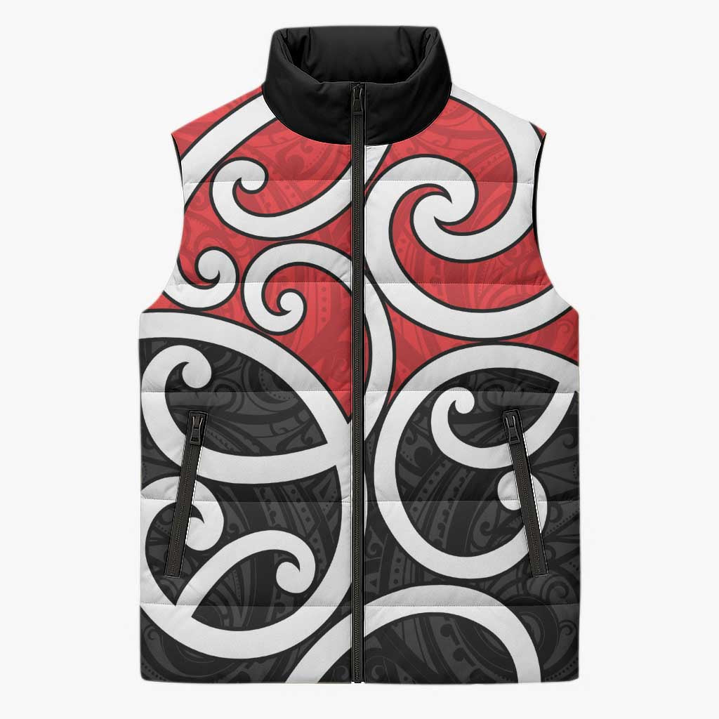 New Zealand Sleeveless Puffer Jacket Maori Koru Tino Rangatiratanga Color - Aussie Hoodie
