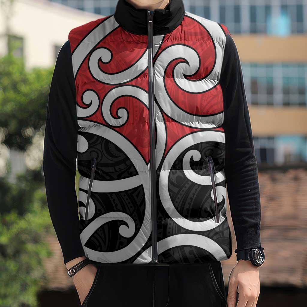 New Zealand Sleeveless Puffer Jacket Maori Koru Tino Rangatiratanga Color - Aussie Hoodie