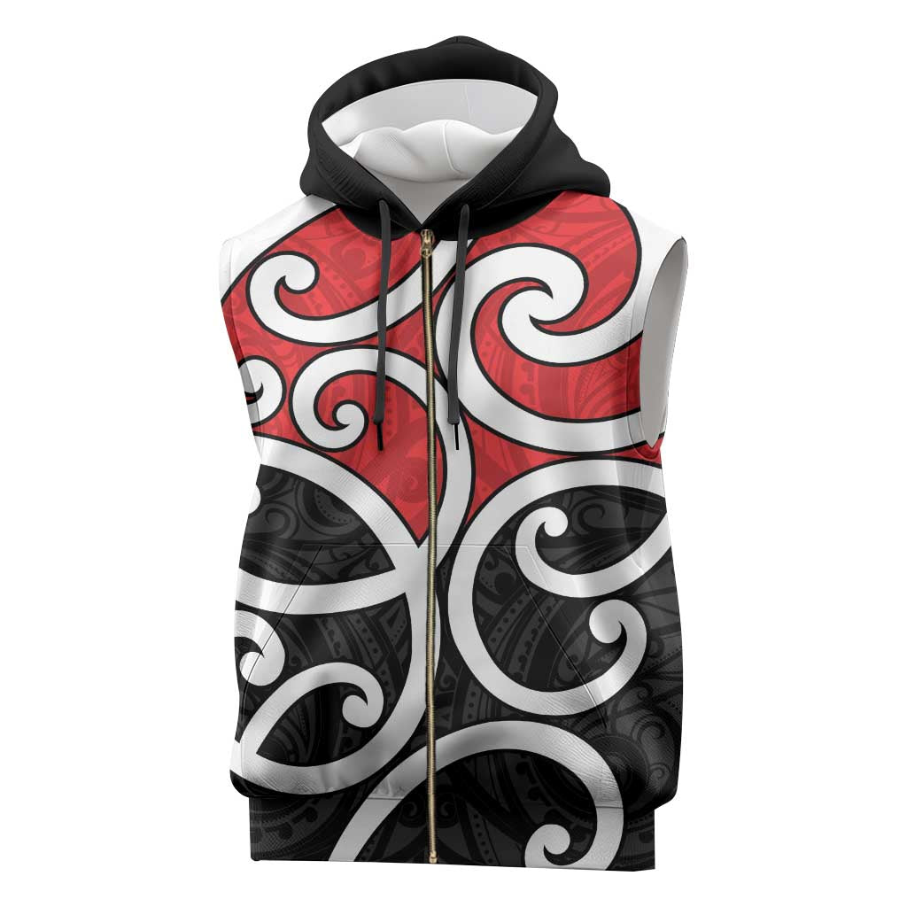 New Zealand Sleeveless Zip Hoodie Maori Koru Tino Rangatiratanga Color - Aussie Hoodie