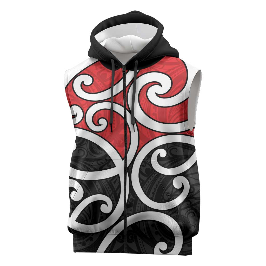 New Zealand Sleeveless Zip Hoodie Maori Koru Tino Rangatiratanga Color LT14