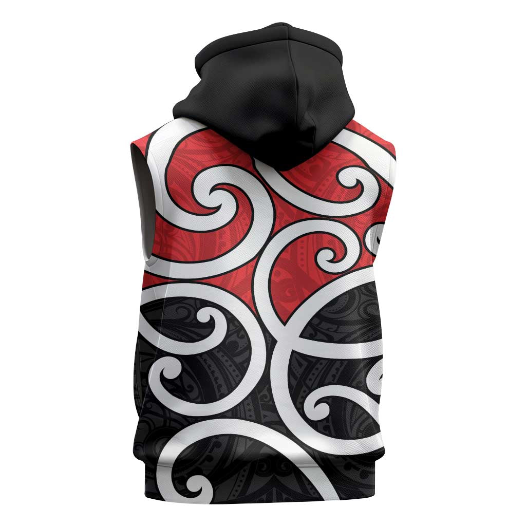 New Zealand Sleeveless Zip Hoodie Maori Koru Tino Rangatiratanga Color LT14