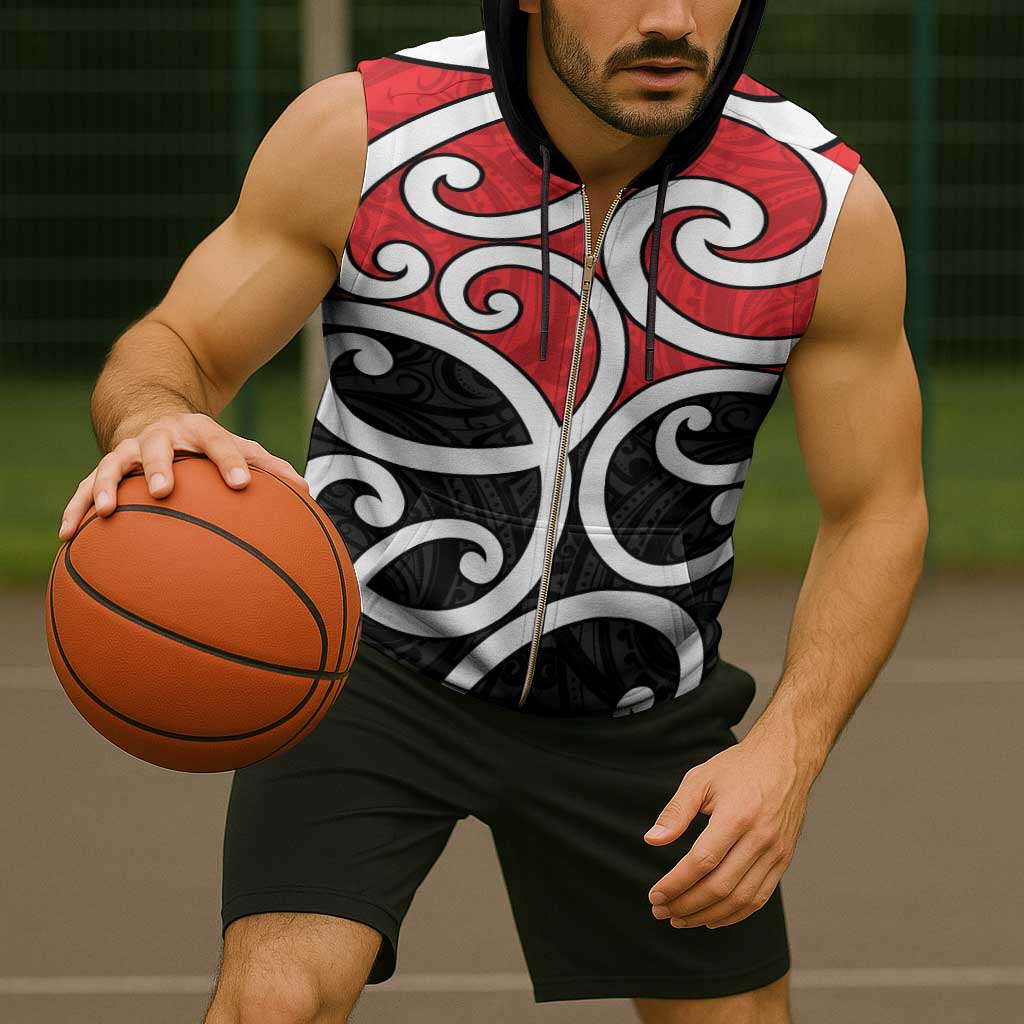 New Zealand Sleeveless Zip Hoodie Maori Koru Tino Rangatiratanga Color - Aussie Hoodie