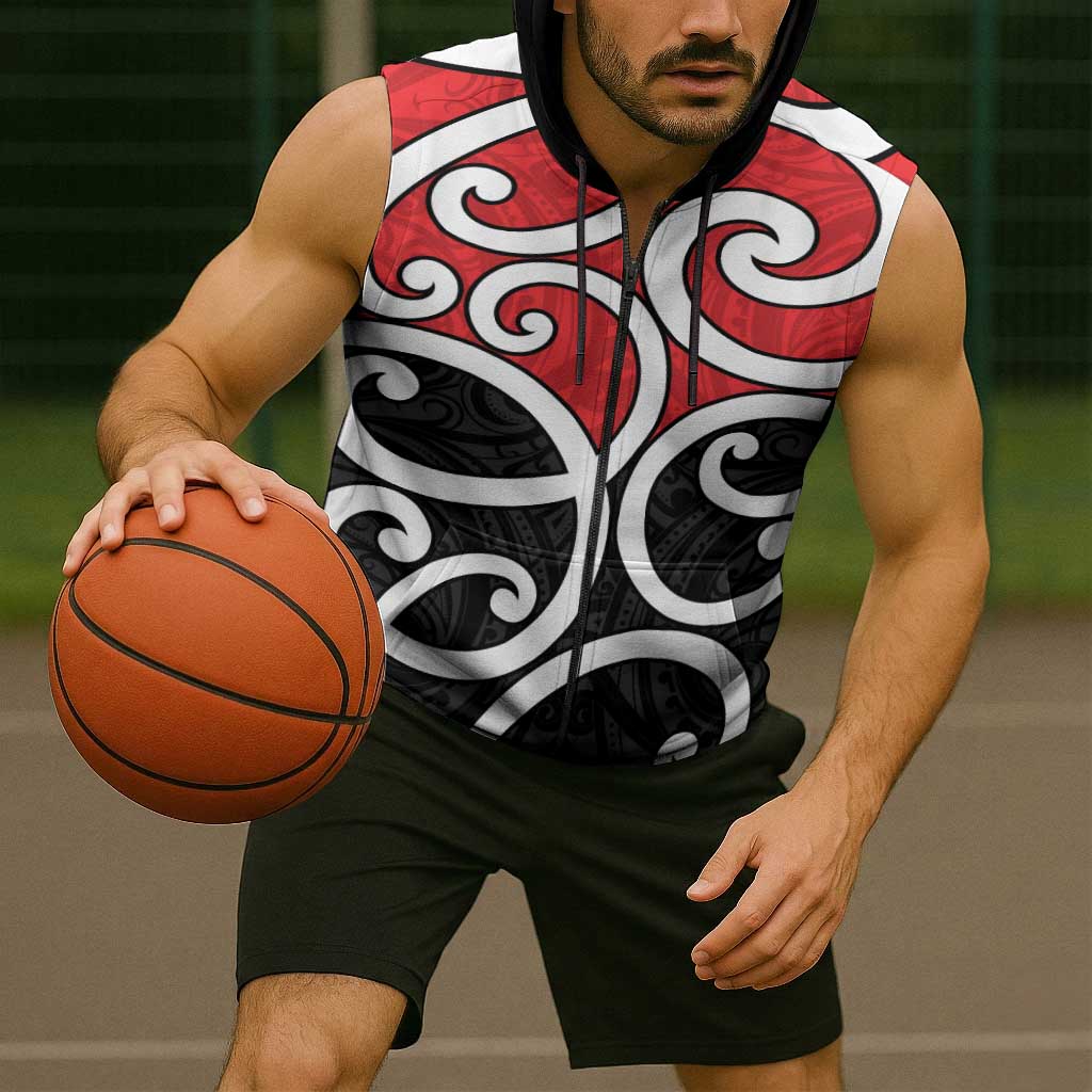 New Zealand Sleeveless Zip Hoodie Maori Koru Tino Rangatiratanga Color LT14