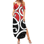 New Zealand Summer Maxi Dress Maori Koru Tino Rangatiratanga Color - Aussie Hoodie