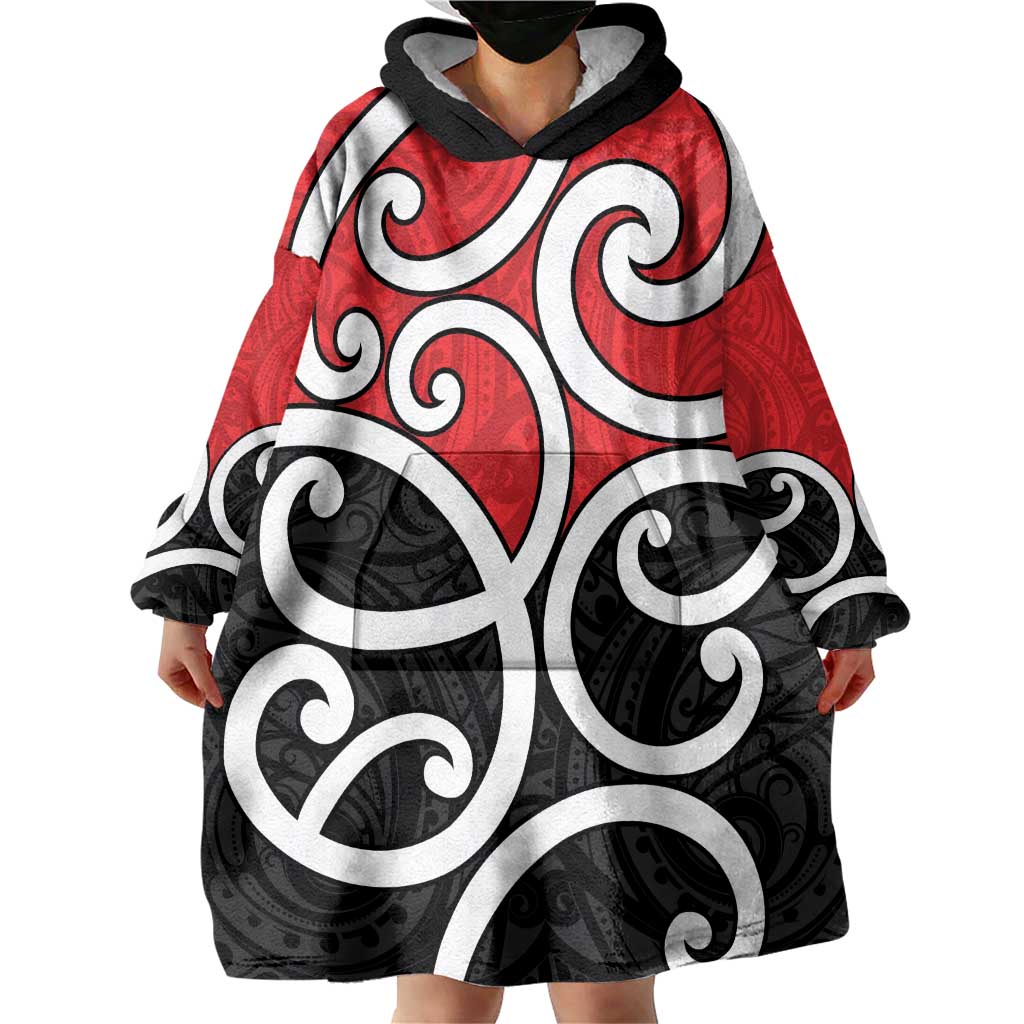 New Zealand Wearable Blanket Hoodie Maori Koru Tino Rangatiratanga Color - Aussie Hoodie