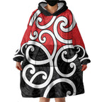 New Zealand Wearable Blanket Hoodie Maori Koru Tino Rangatiratanga Color - Aussie Hoodie