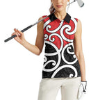 New Zealand Women Sleeveless Polo Shirt Maori Koru Tino Rangatiratanga Color - Aussie Hoodie