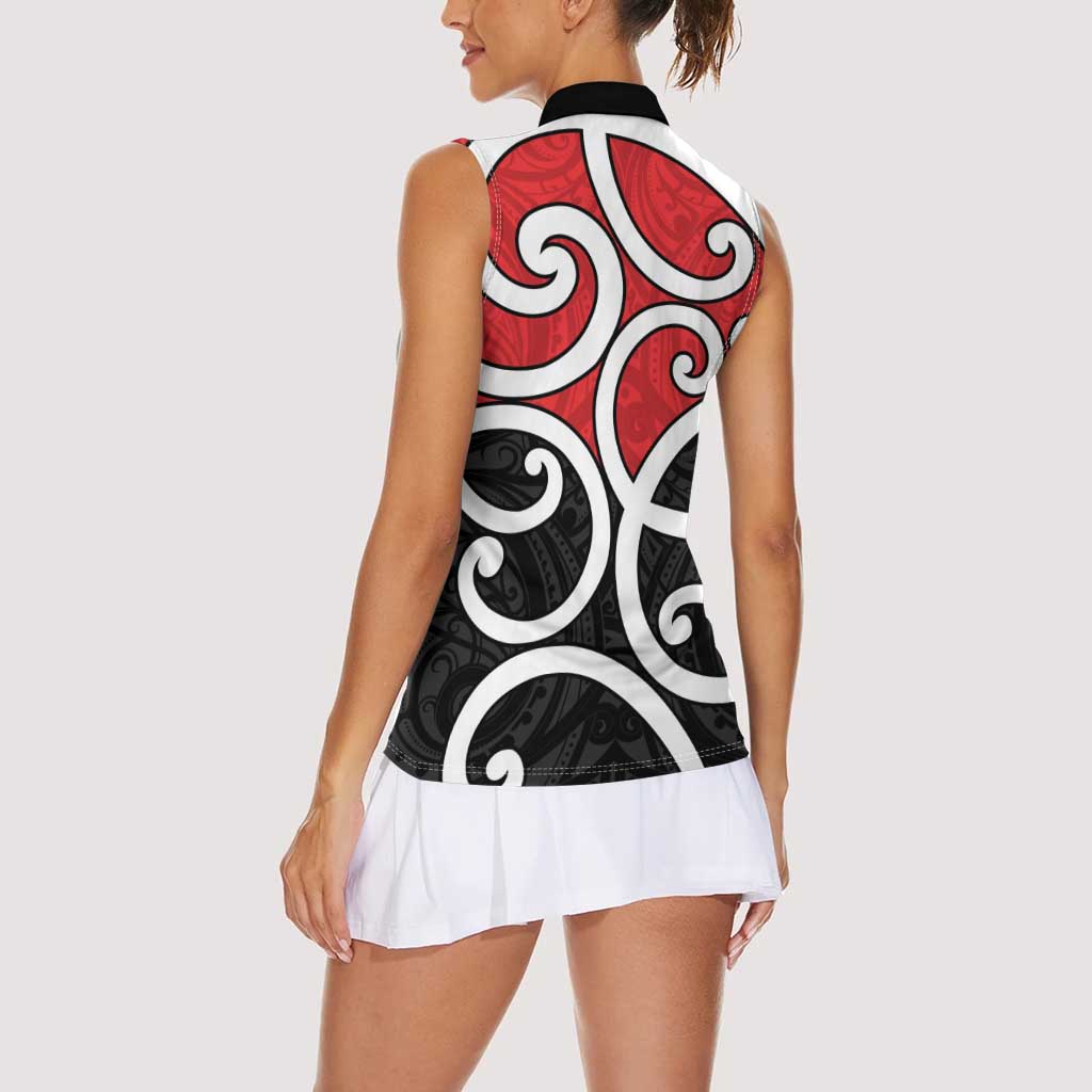 New Zealand Women Sleeveless Polo Shirt Maori Koru Tino Rangatiratanga Color - Aussie Hoodie