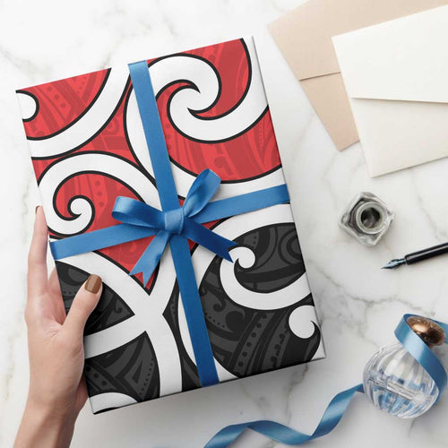 New Zealand Wrapping Paper Maori Koru Tino Rangatiratanga Color - Aussie Hoodie