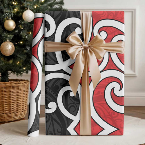New Zealand Wrapping Paper Maori Koru Tino Rangatiratanga Color - Aussie Hoodie