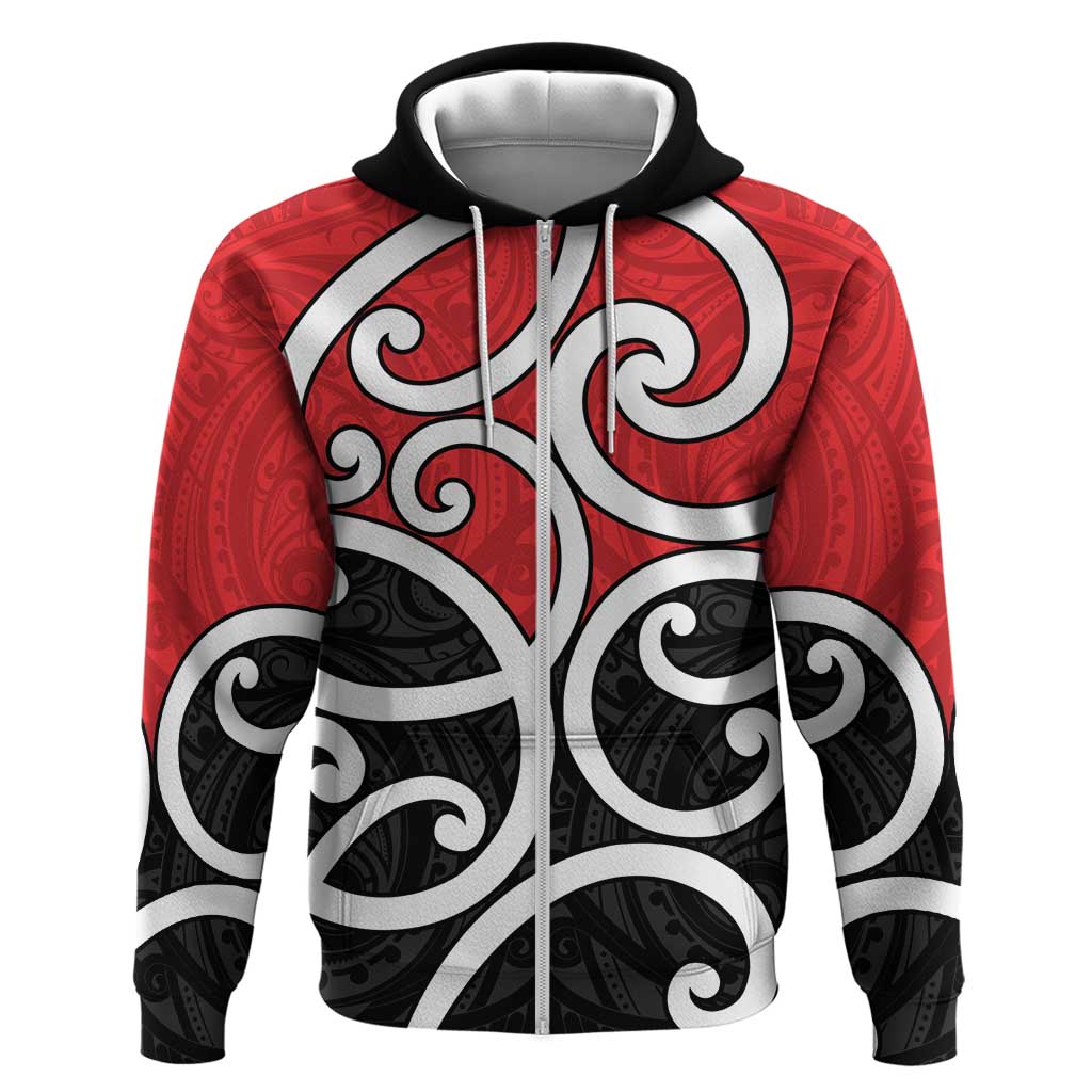 New Zealand Zip Hoodie Maori Koru Tino Rangatiratanga Color - Aussie Hoodie