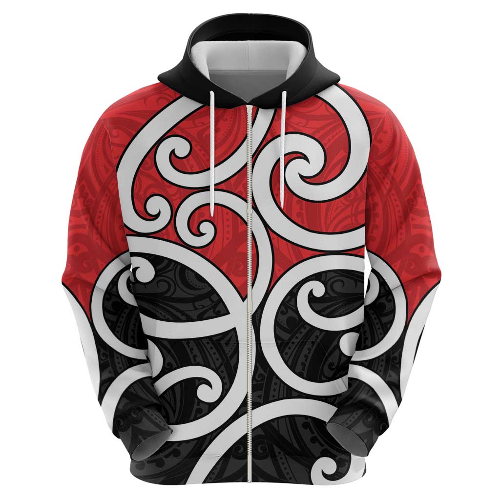 New Zealand Zip Hoodie Maori Koru Tino Rangatiratanga Color - Aussie Hoodie