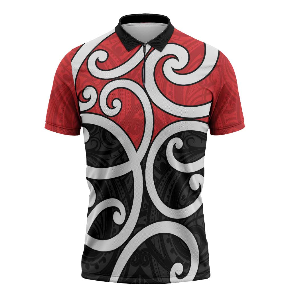New Zealand Zipper Polo Shirt Maori Koru Tino Rangatiratanga Color - Aussie Hoodie