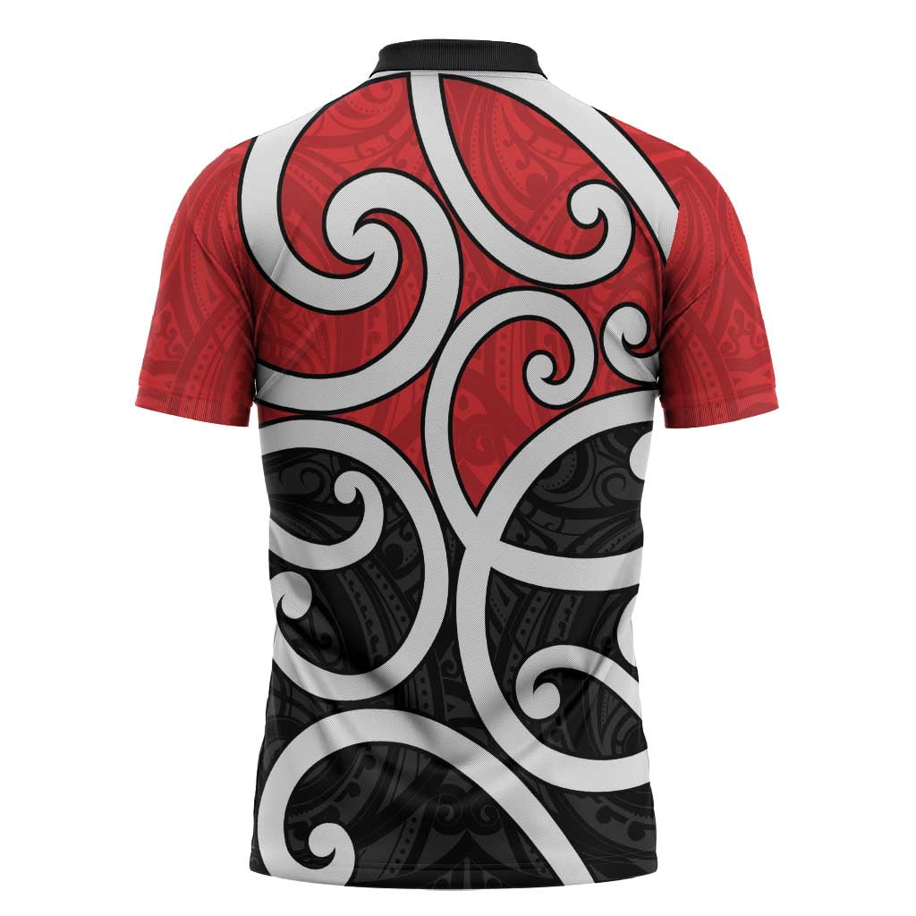 New Zealand Zipper Polo Shirt Maori Koru Tino Rangatiratanga Color - Aussie Hoodie