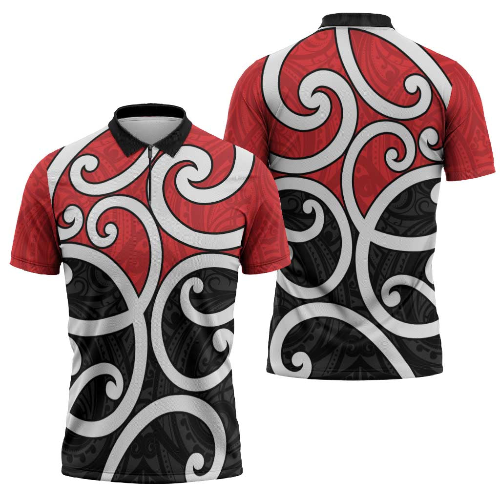 New Zealand Zipper Polo Shirt Maori Koru Tino Rangatiratanga Color - Aussie Hoodie
