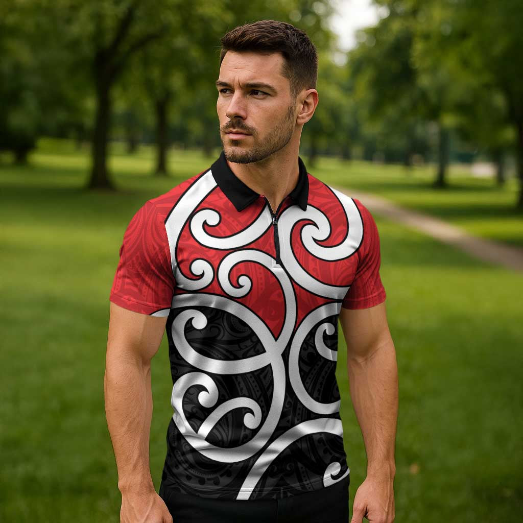 New Zealand Zipper Polo Shirt Maori Koru Tino Rangatiratanga Color - Aussie Hoodie