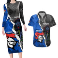 personalised-panthers-and-knights-rugby-couples-matching-long-sleeve-bodycon-dress-and-hawaiian-shirt-2023-sporty-style