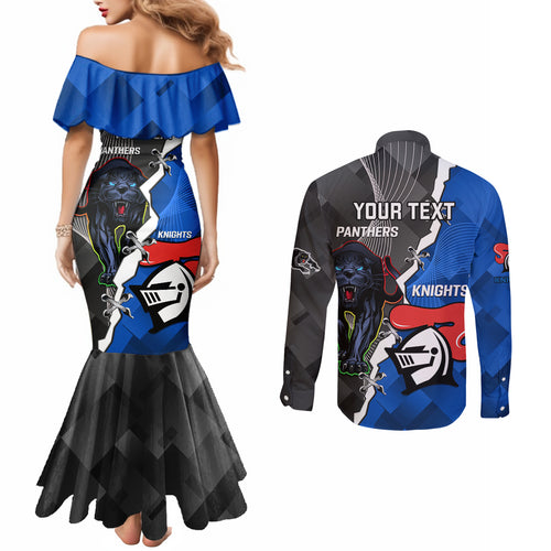 personalised-panthers-and-knights-rugby-couples-matching-mermaid-dress-and-long-sleeve-button-shirts-2023-sporty-style
