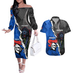 personalised-panthers-and-knights-rugby-couples-matching-off-the-shoulder-long-sleeve-dress-and-hawaiian-shirt-2023-sporty-style