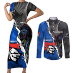personalised-panthers-and-knights-rugby-couples-matching-short-sleeve-bodycon-dress-and-long-sleeve-button-shirts-2023-sporty-style