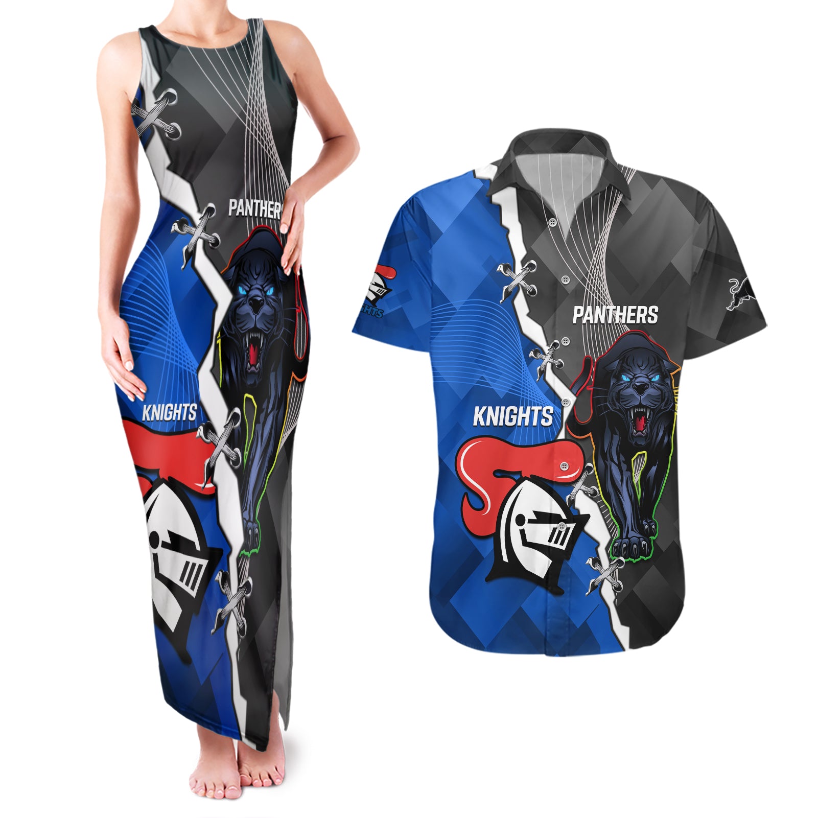 personalised-panthers-and-knights-rugby-couples-matching-tank-maxi-dress-and-hawaiian-shirt-2023-sporty-style