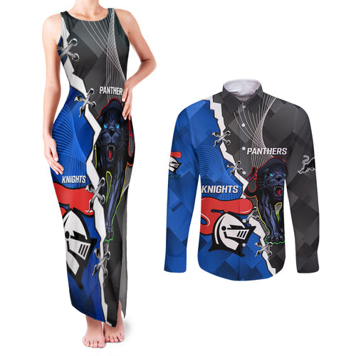 personalised-panthers-and-knights-rugby-couples-matching-tank-maxi-dress-and-long-sleeve-button-shirts-2023-sporty-style