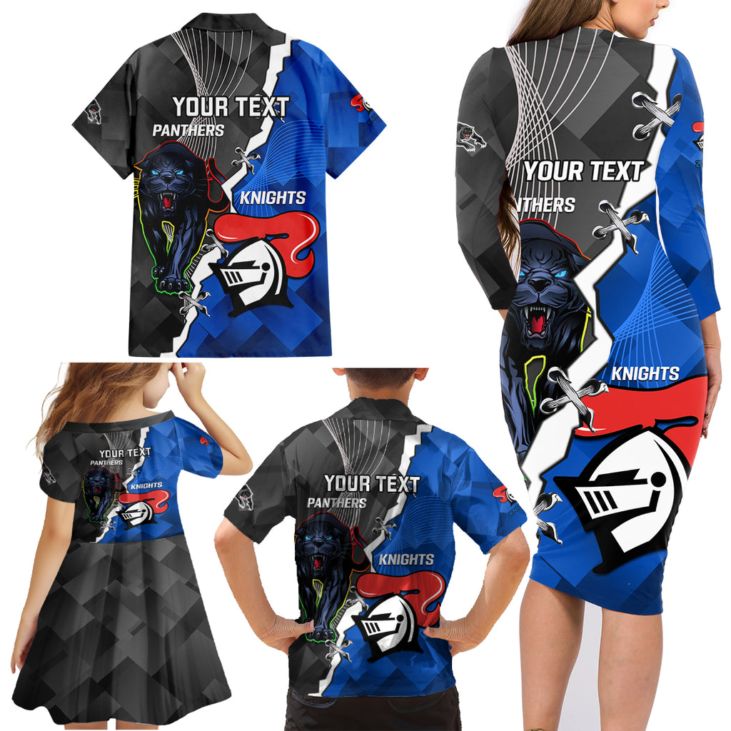 personalised-panthers-and-knights-rugby-family-matching-long-sleeve-bodycon-dress-and-hawaiian-shirt-2023-sporty-style