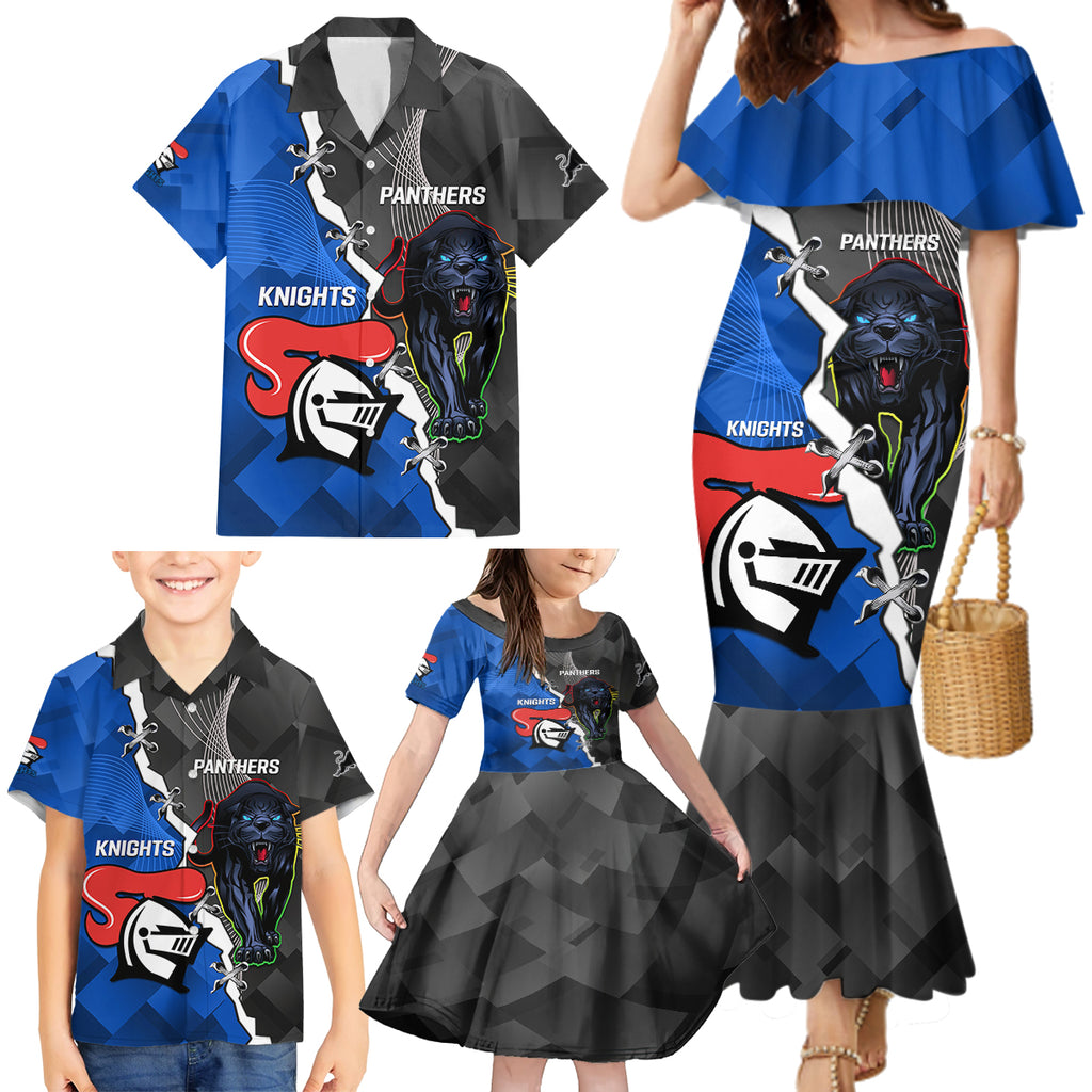 personalised-panthers-and-knights-rugby-family-matching-mermaid-dress-and-hawaiian-shirt-2023-sporty-style