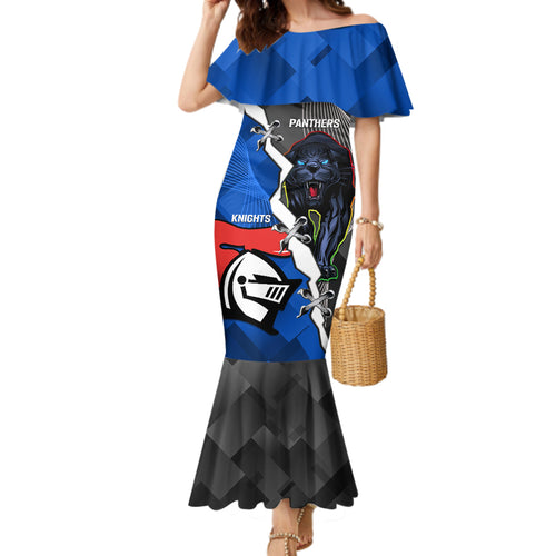 personalised-panthers-and-knights-rugby-family-matching-mermaid-dress-and-hawaiian-shirt-2023-sporty-style
