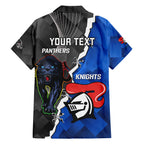 personalised-panthers-and-knights-rugby-family-matching-off-shoulder-maxi-dress-and-hawaiian-shirt-2023-sporty-style