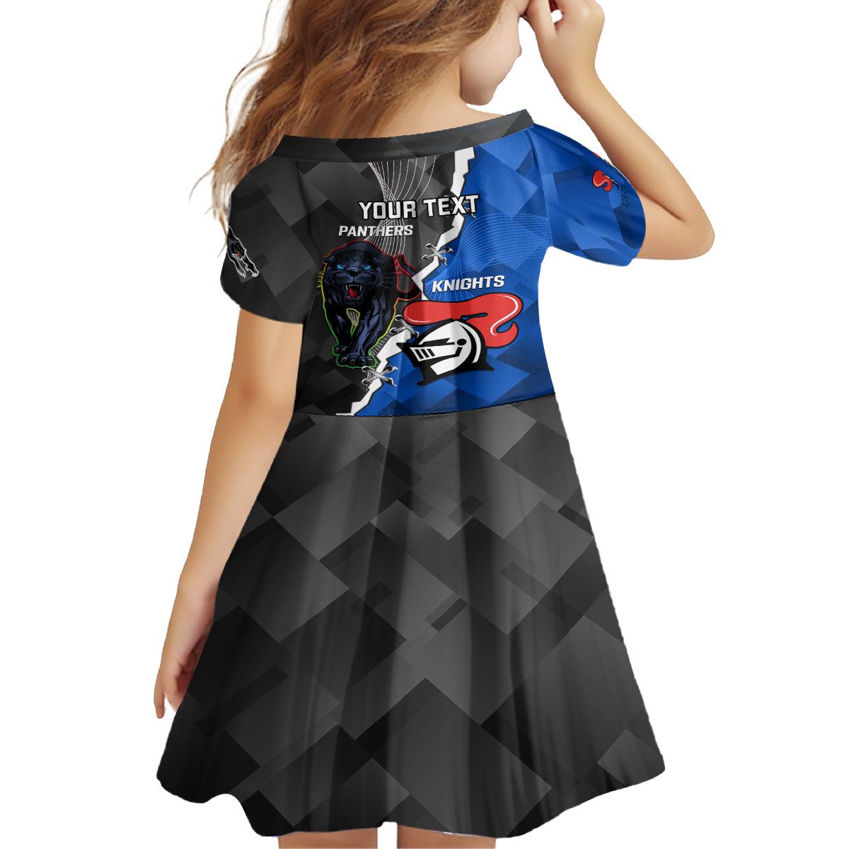 personalised-panthers-and-knights-rugby-family-matching-off-shoulder-short-dress-and-hawaiian-shirt-2023-sporty-style