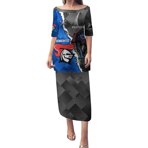 personalised-panthers-and-knights-rugby-family-matching-puletasi-dress-and-hawaiian-shirt-2023-sporty-style
