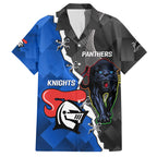 personalised-panthers-and-knights-rugby-family-matching-short-sleeve-bodycon-dress-and-hawaiian-shirt-2023-sporty-style