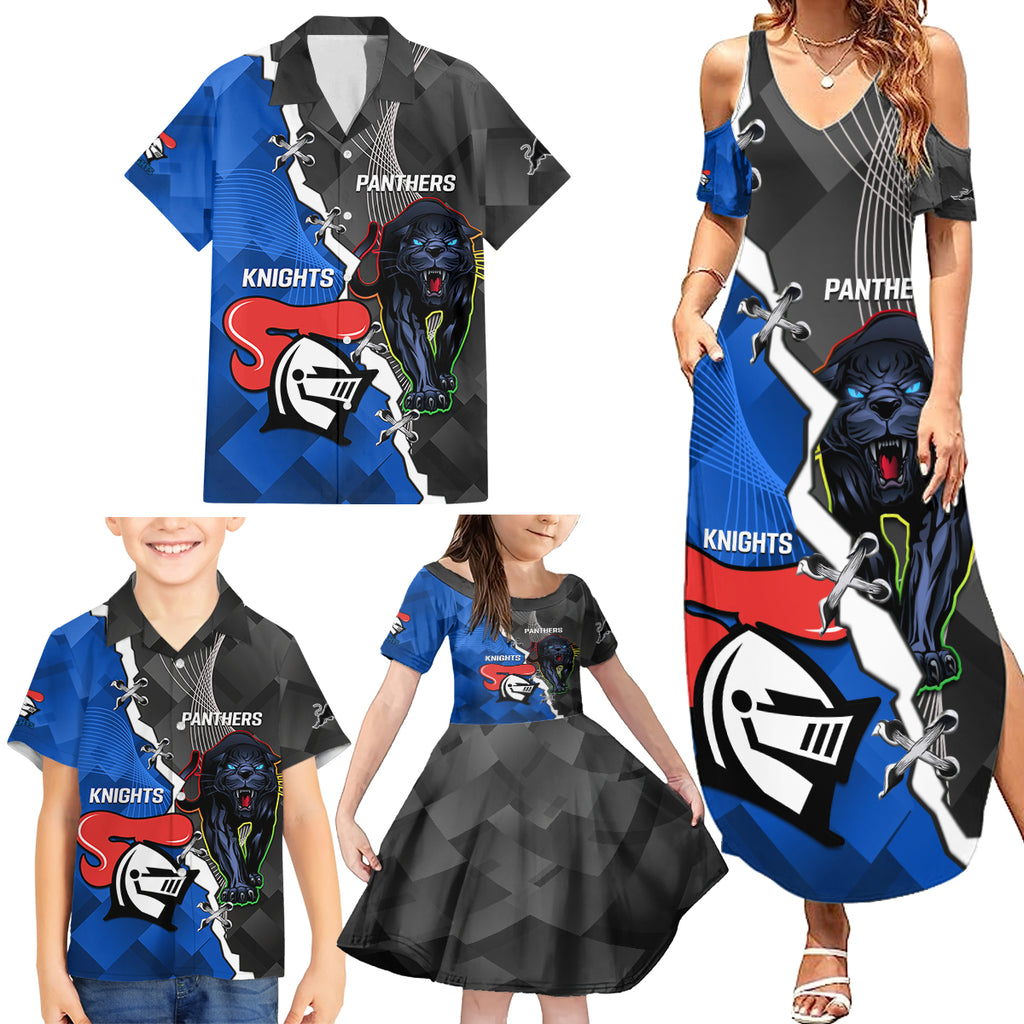personalised-panthers-and-knights-rugby-family-matching-summer-maxi-dress-and-hawaiian-shirt-2023-sporty-style
