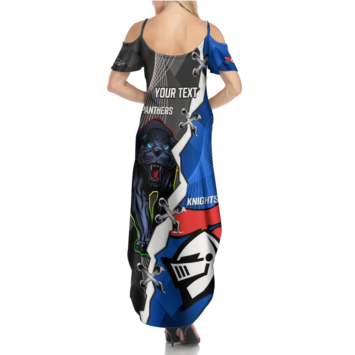 personalised-panthers-and-knights-rugby-family-matching-summer-maxi-dress-and-hawaiian-shirt-2023-sporty-style